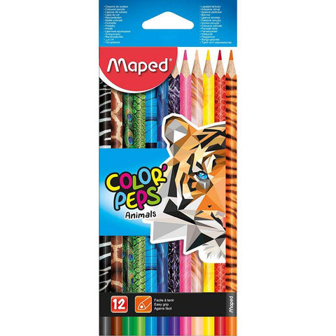 Maped Animal Print Color Pencils 832212علبة الوان مثلث حيوانات طويلة مابيد 12 لون